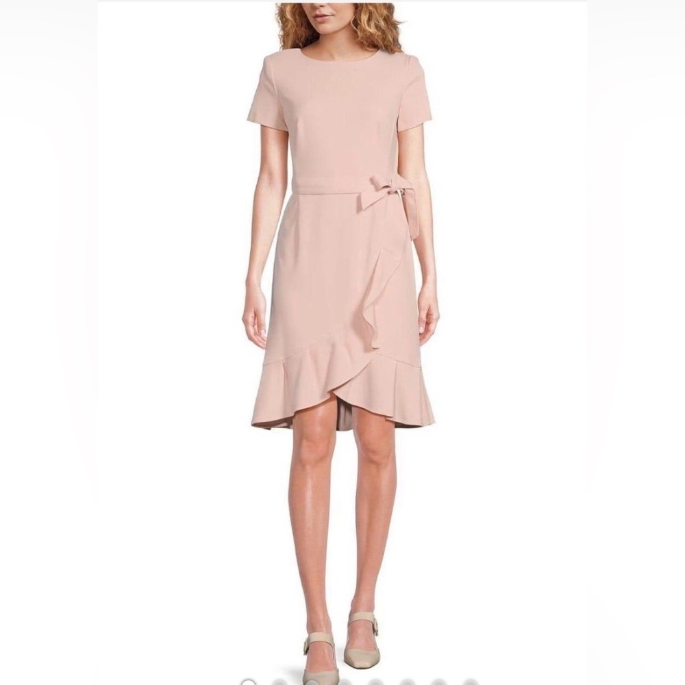 NWT Calvin Klein cream High Low belted Dress 10 sophisticated luxury Easter